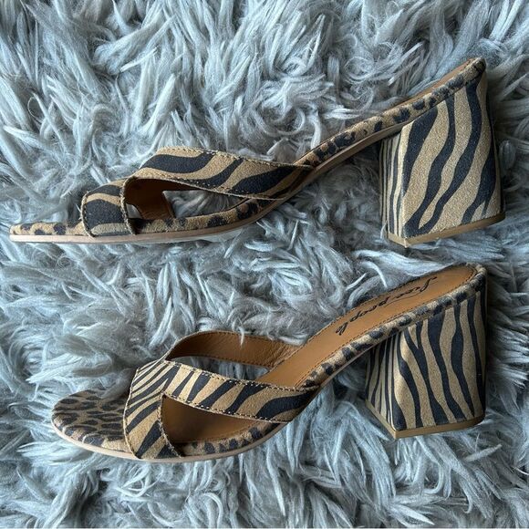 Free People Charlie-V animal print block heel sandal women’s shoe size 10 - Picture 6 of 10